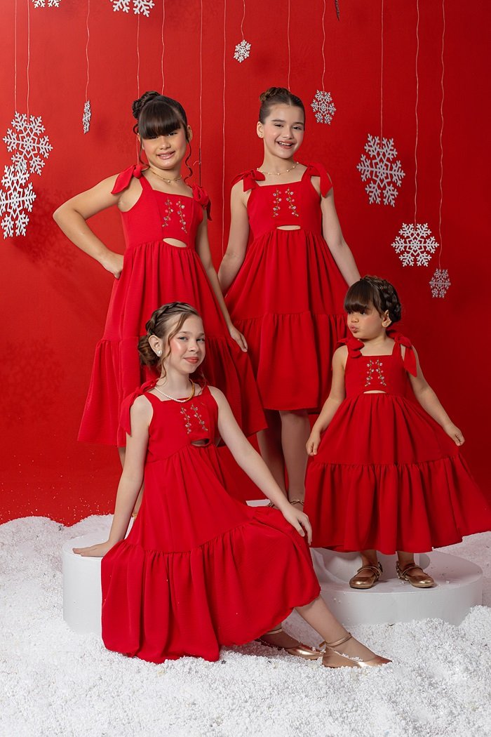 vestido vermelho infantil de festa