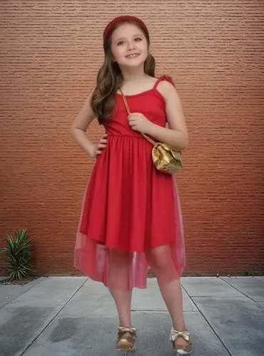 vestido vermelho infantil rodado