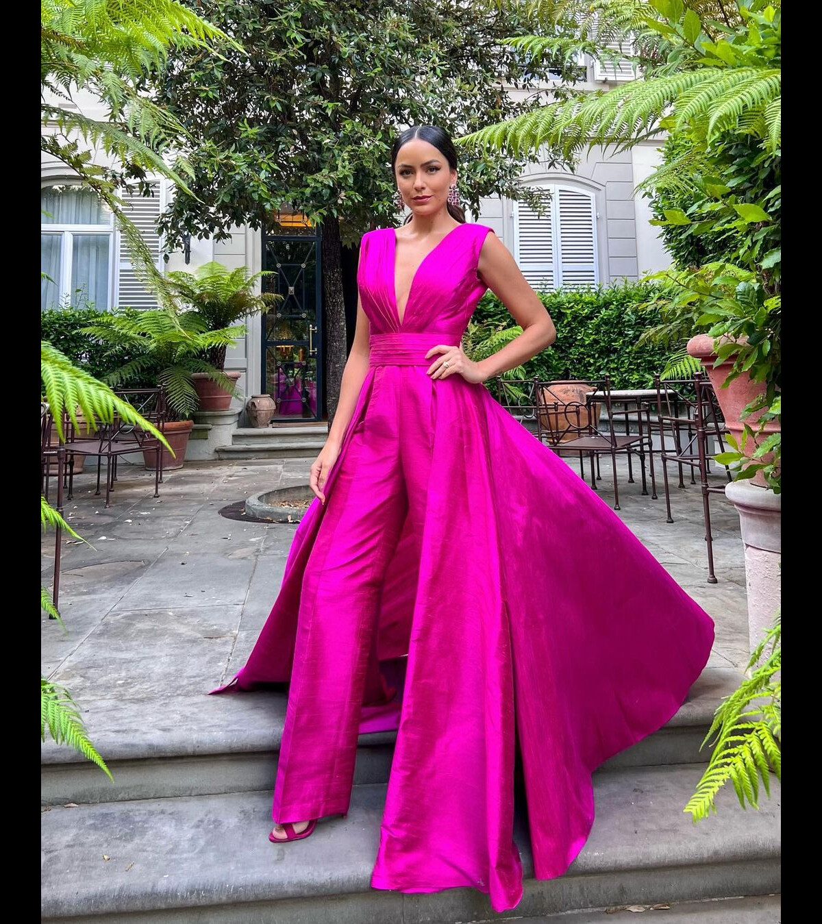 vestido rosa longo
