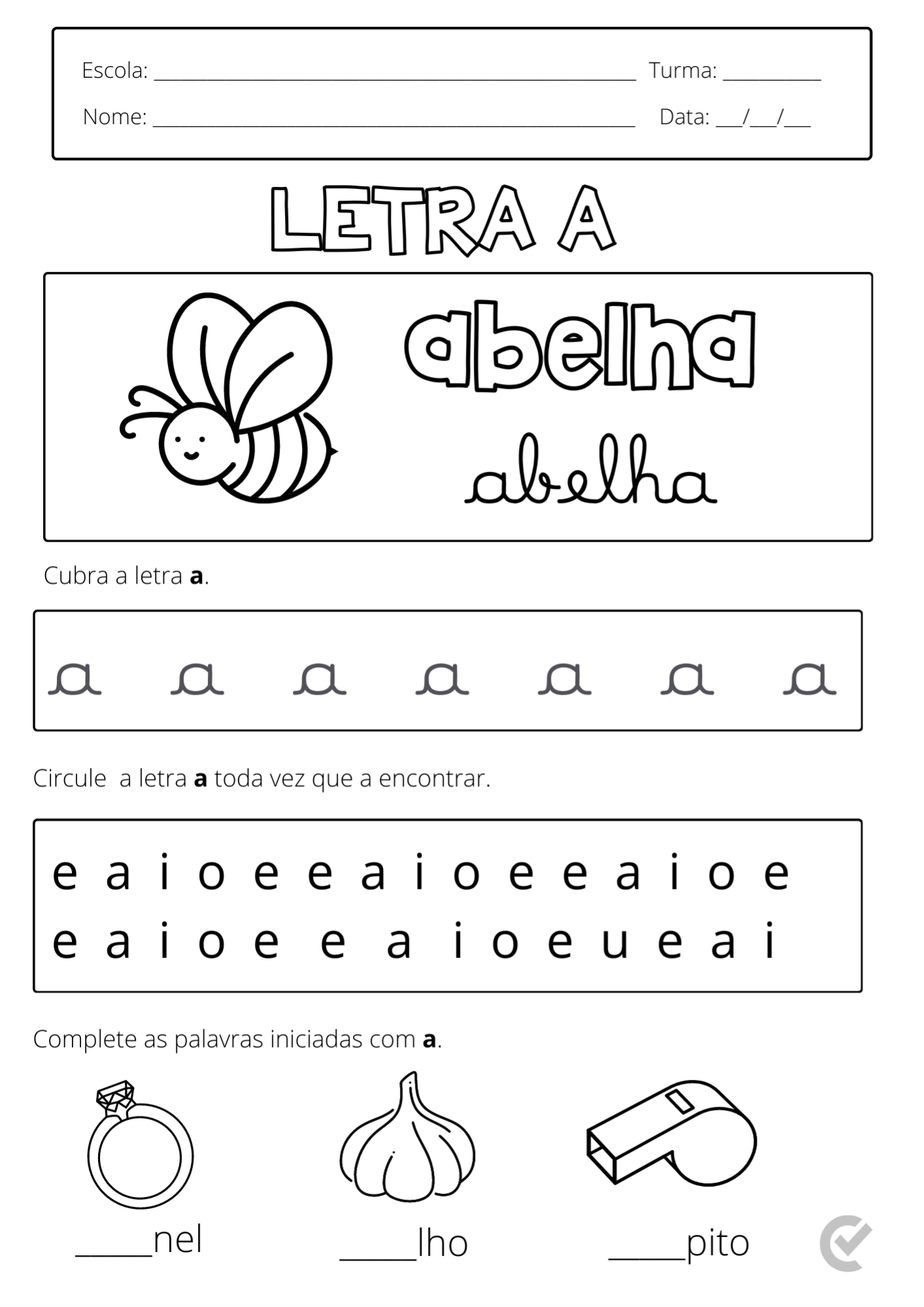apostila vogal a cursiva para imprimir