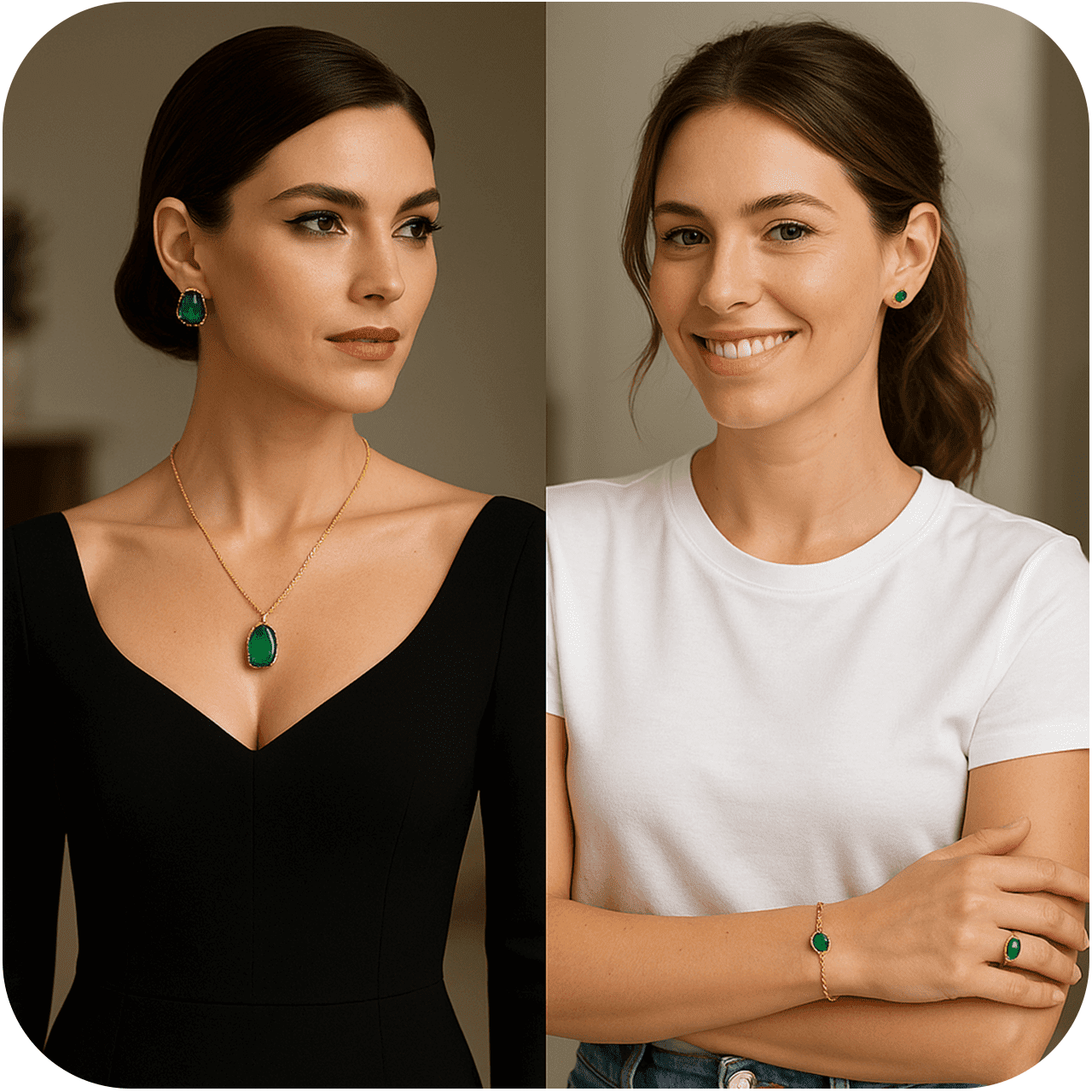 semijoias verde esmeralda baratas