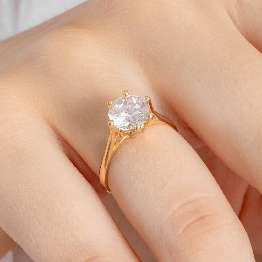 anel solitário zircônia ouro 18k