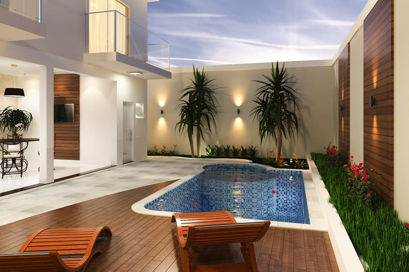 área gourmet com piscina pequena