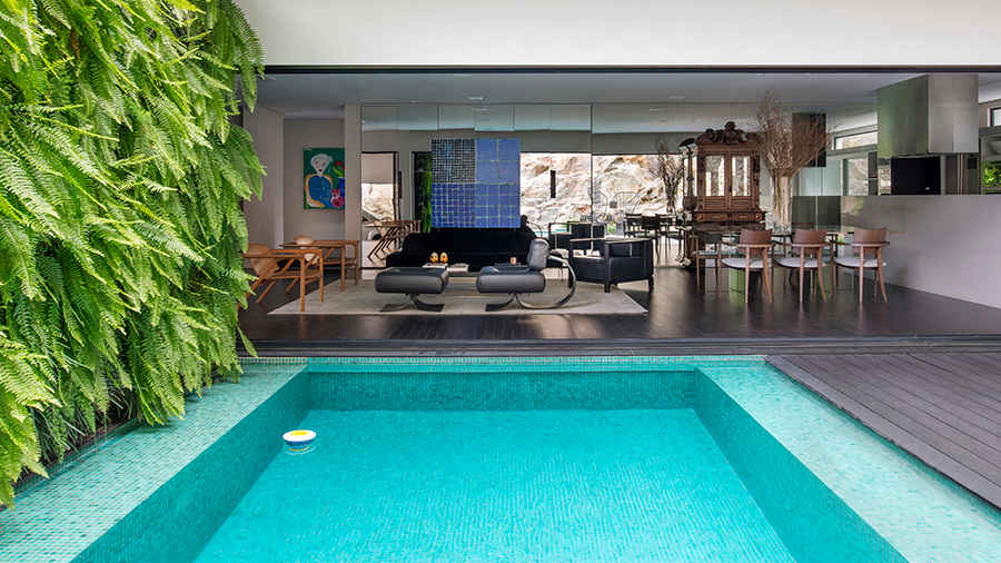 área gourmet integrada à piscina