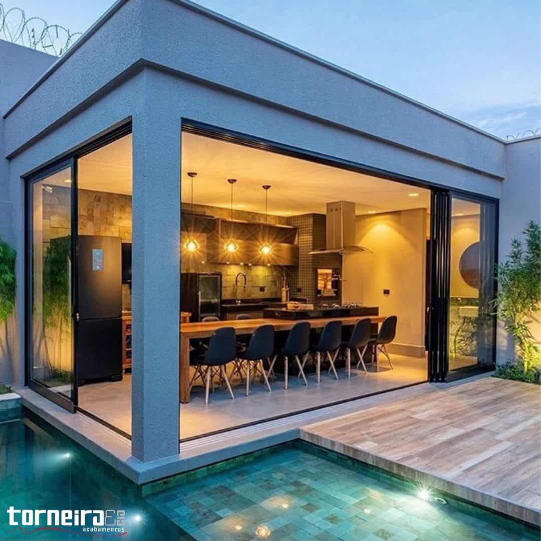 decoração área gourmet piscina
