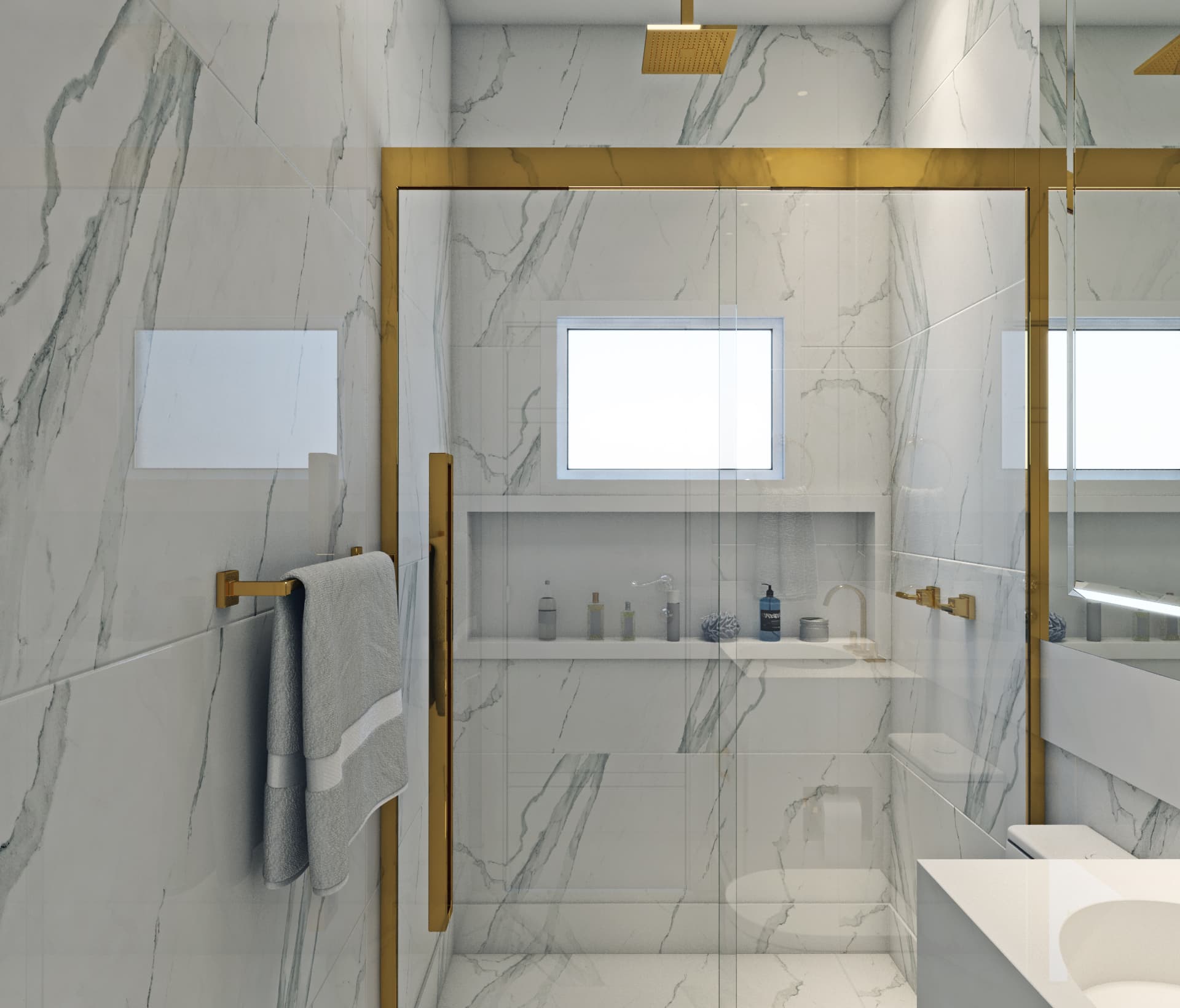 banheiro com detalhes em dourado 10