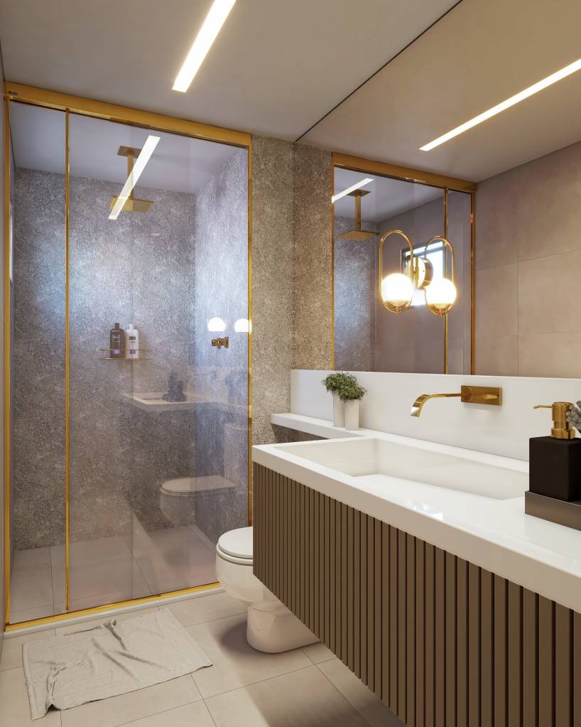 banheiro com detalhes em dourado 4
