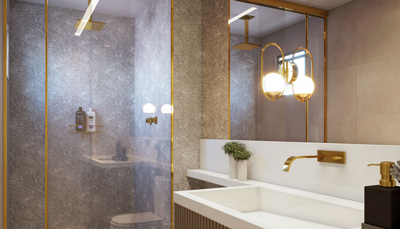 banheiro com detalhes em dourado 8