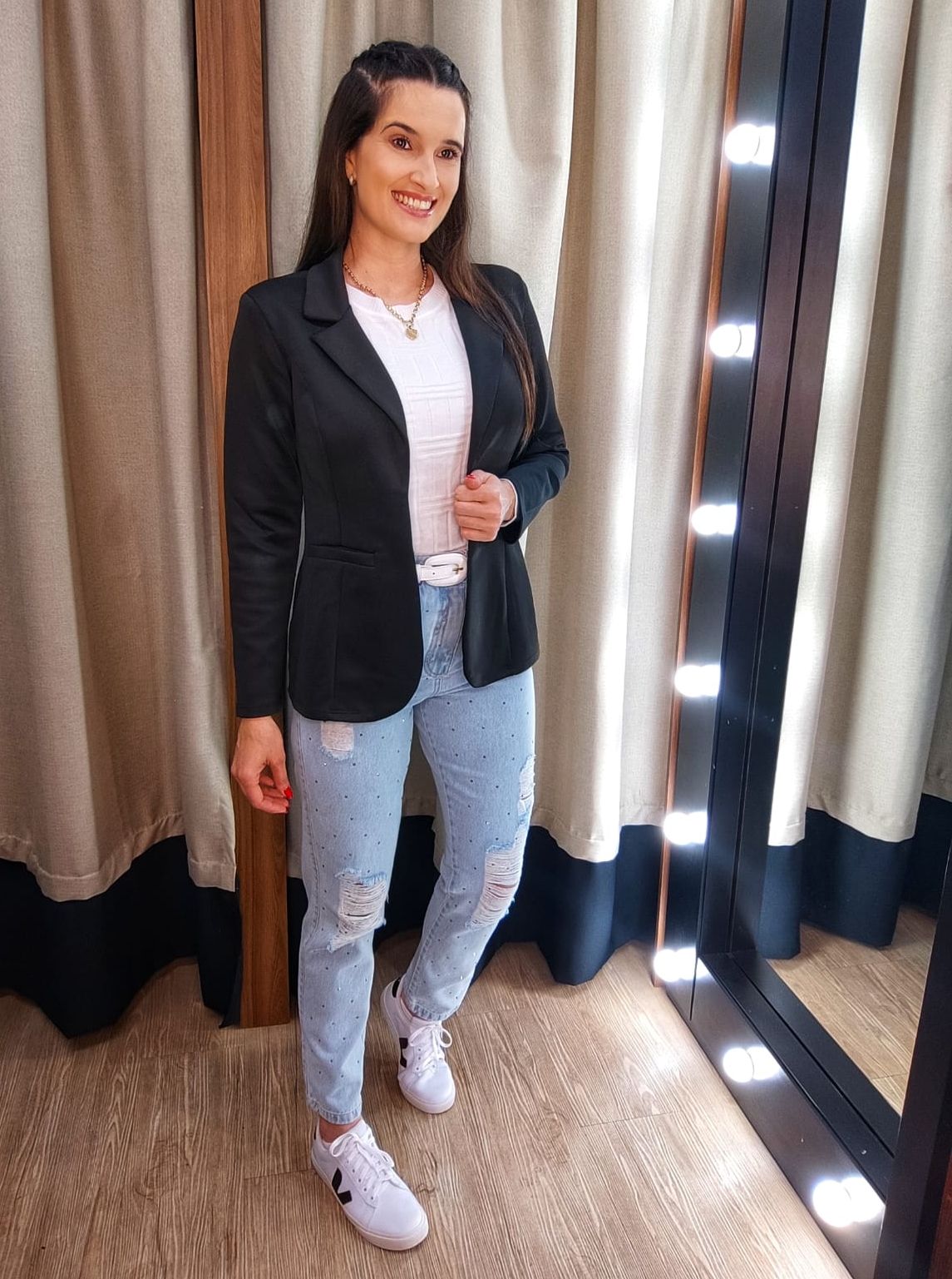 blazer feminino preto alongado