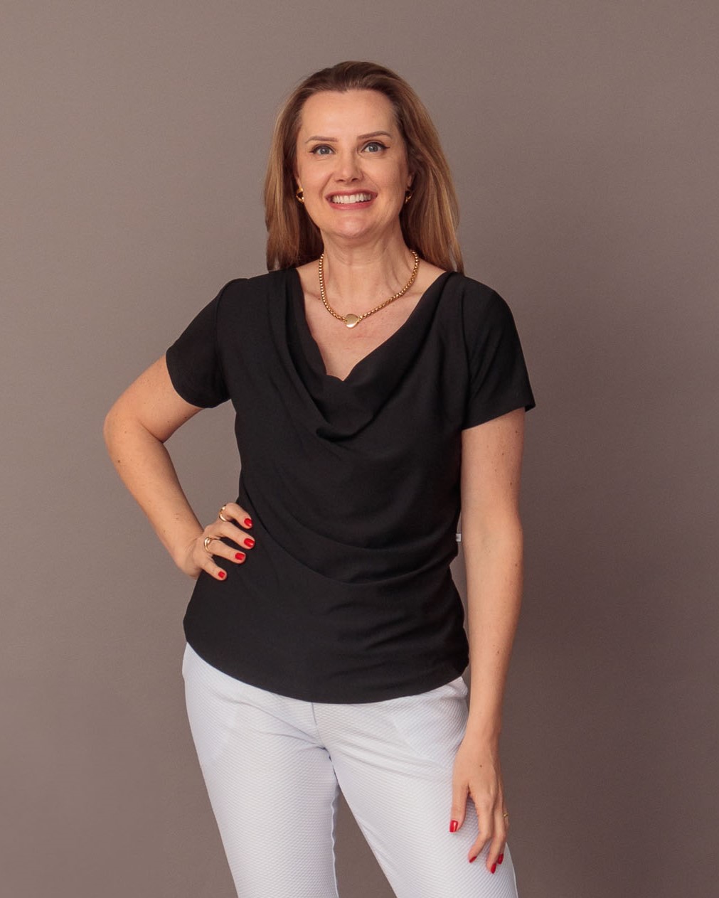 blusa cetim gola alta festa