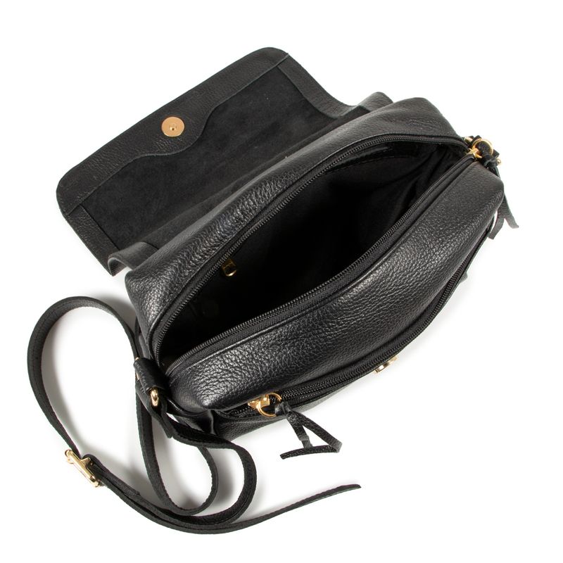 bolsa transversal couro preta