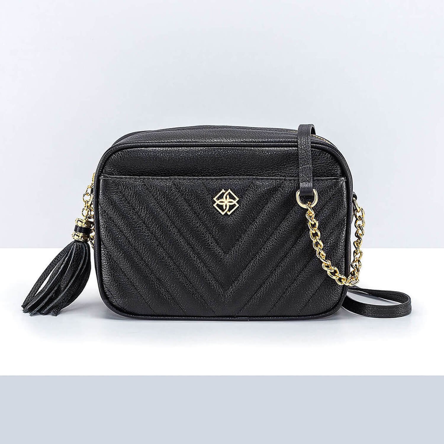 bolsa de ombro couro preta