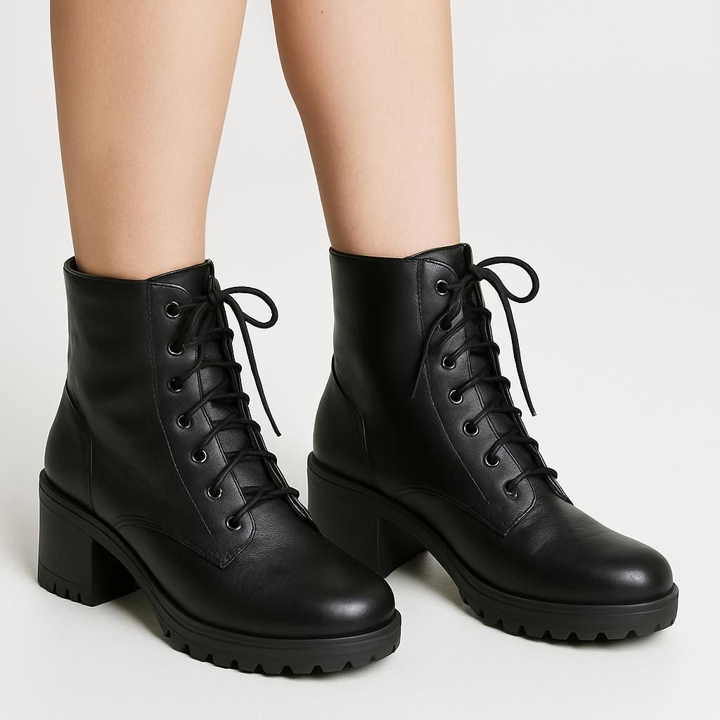 bota feminina cano curto com cadarço