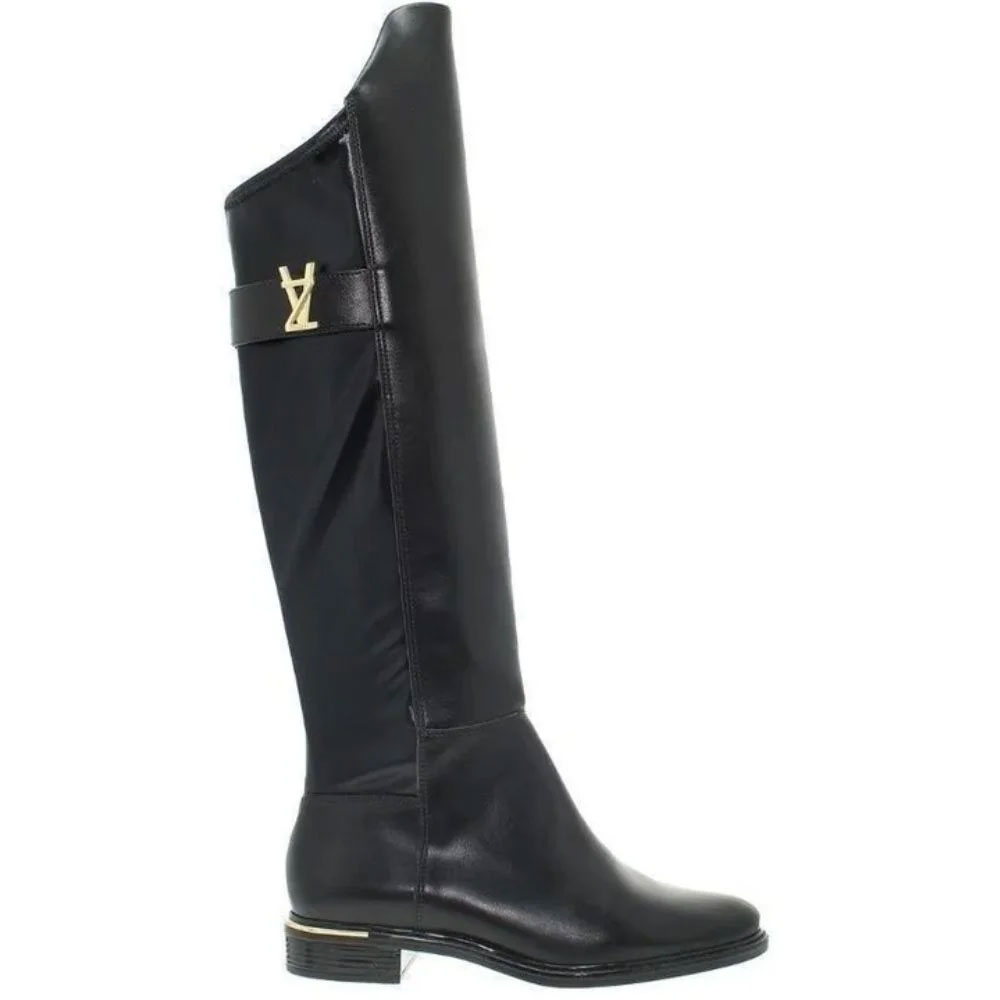 bota preta couro cano alto