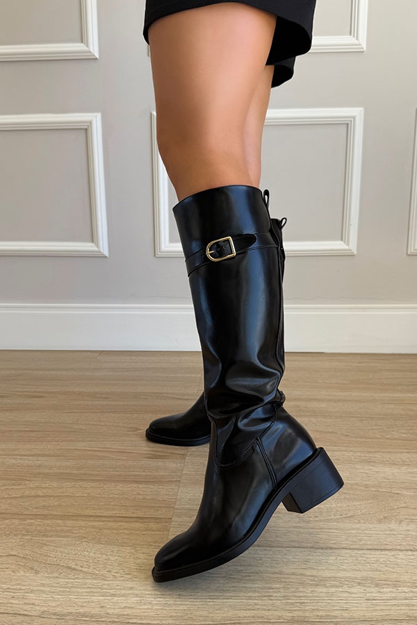 bota preta cano alto stretch