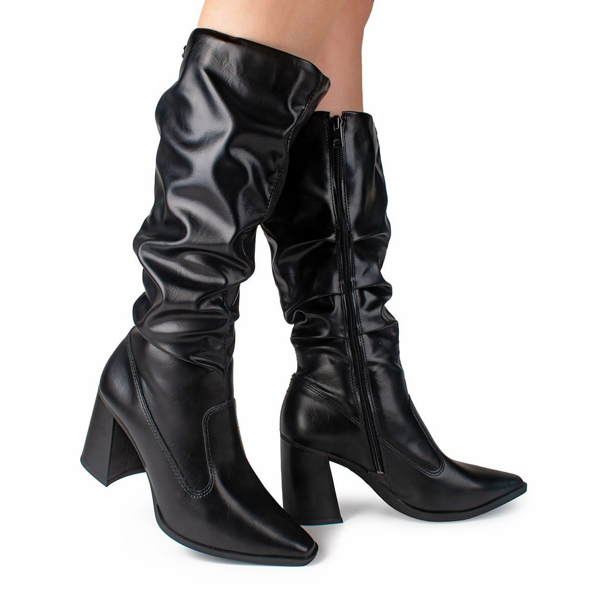 bota preta cano alto confortavel