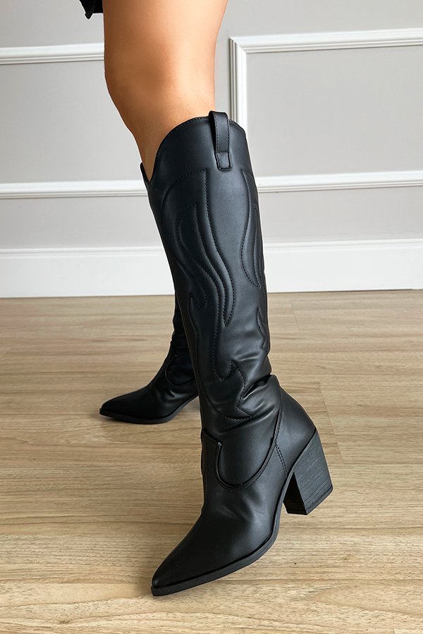 bota preta cano alto casual