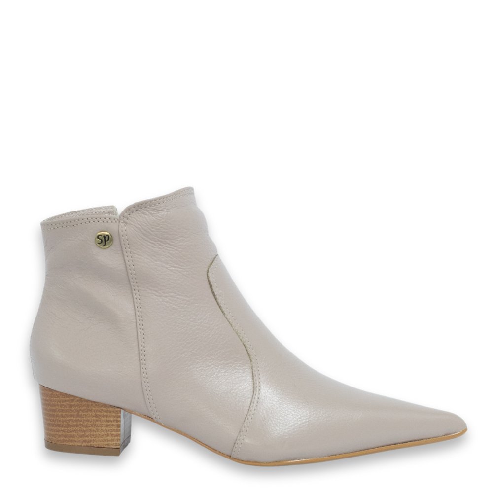 bota couro cano curto salto grosso