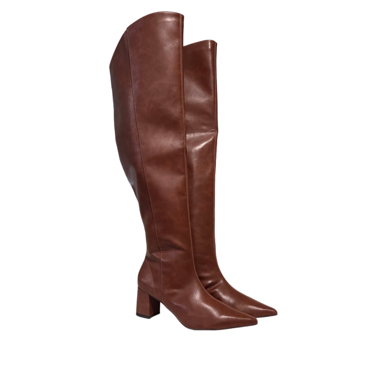 bota over knee couro