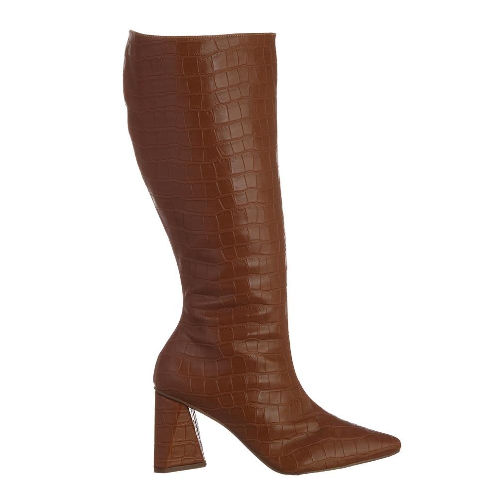 bota cano longo bico fino salto bloco