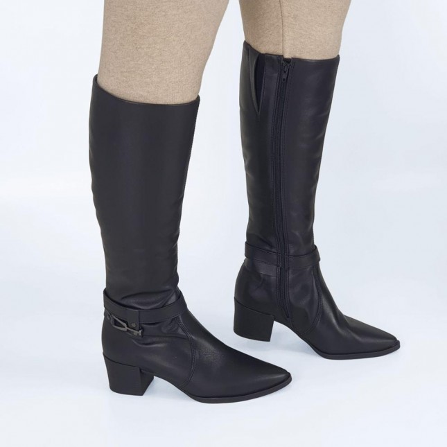 bota cano longo bico fino couro legítimo