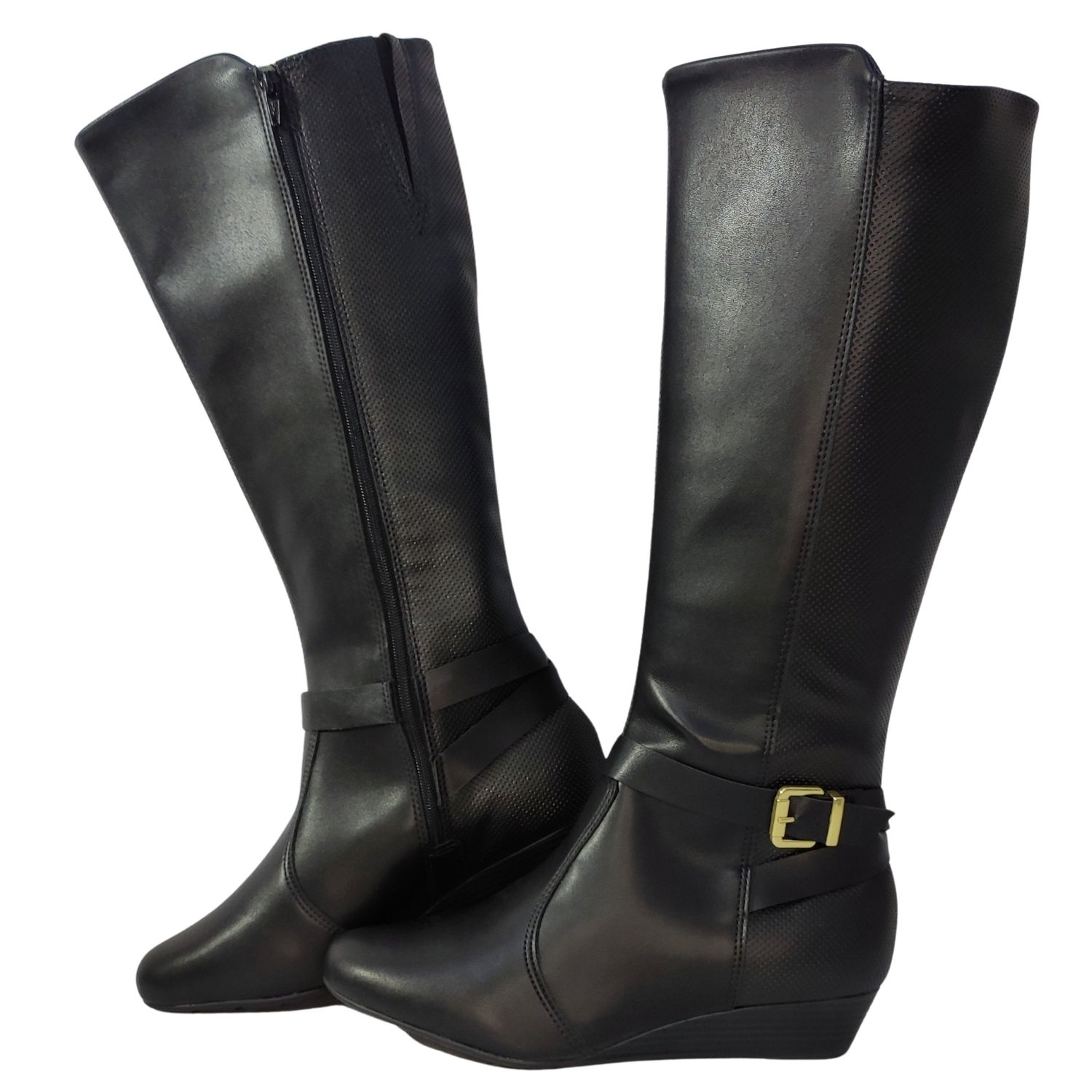 botas de cano longo de couro