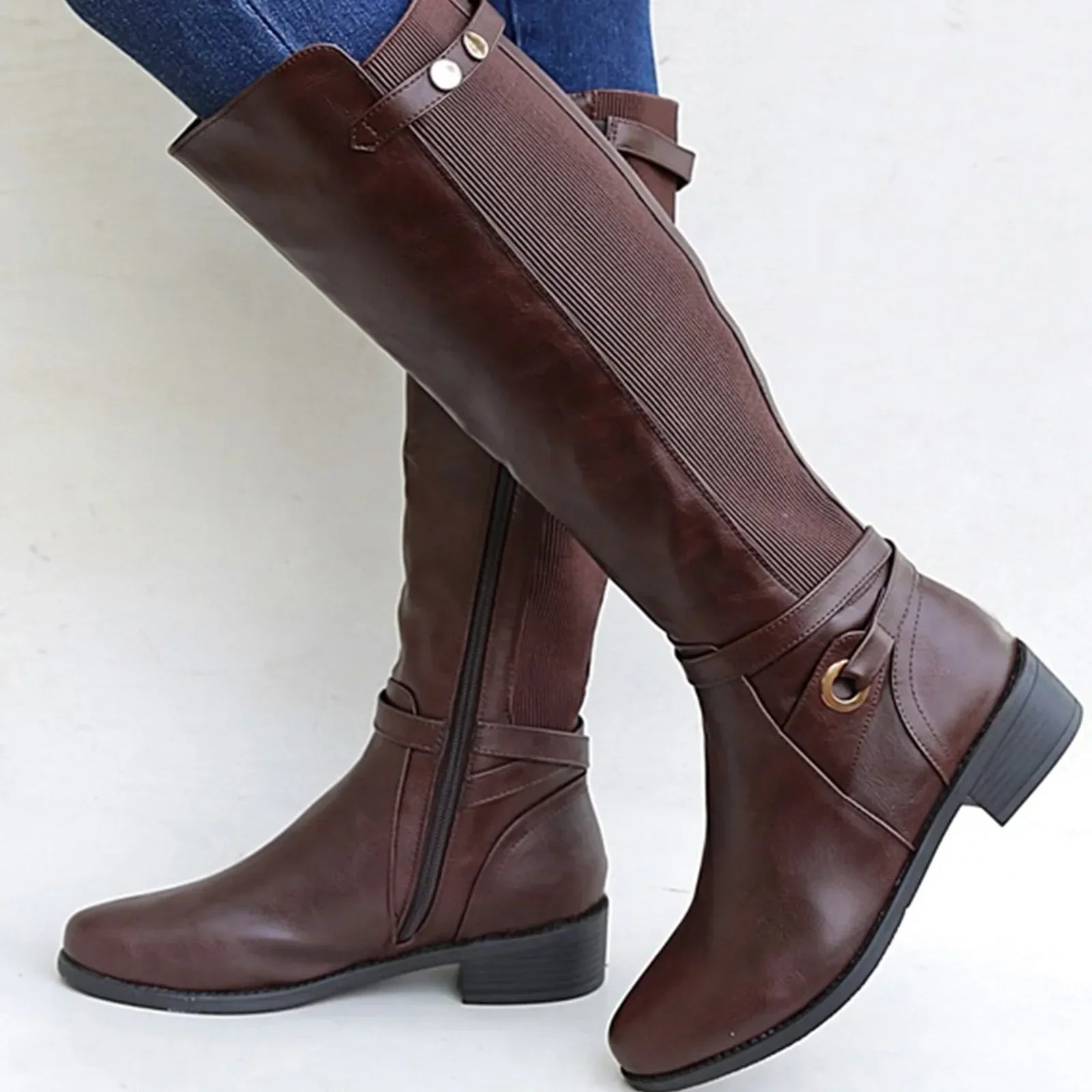 botas de cano longo com salto grosso
