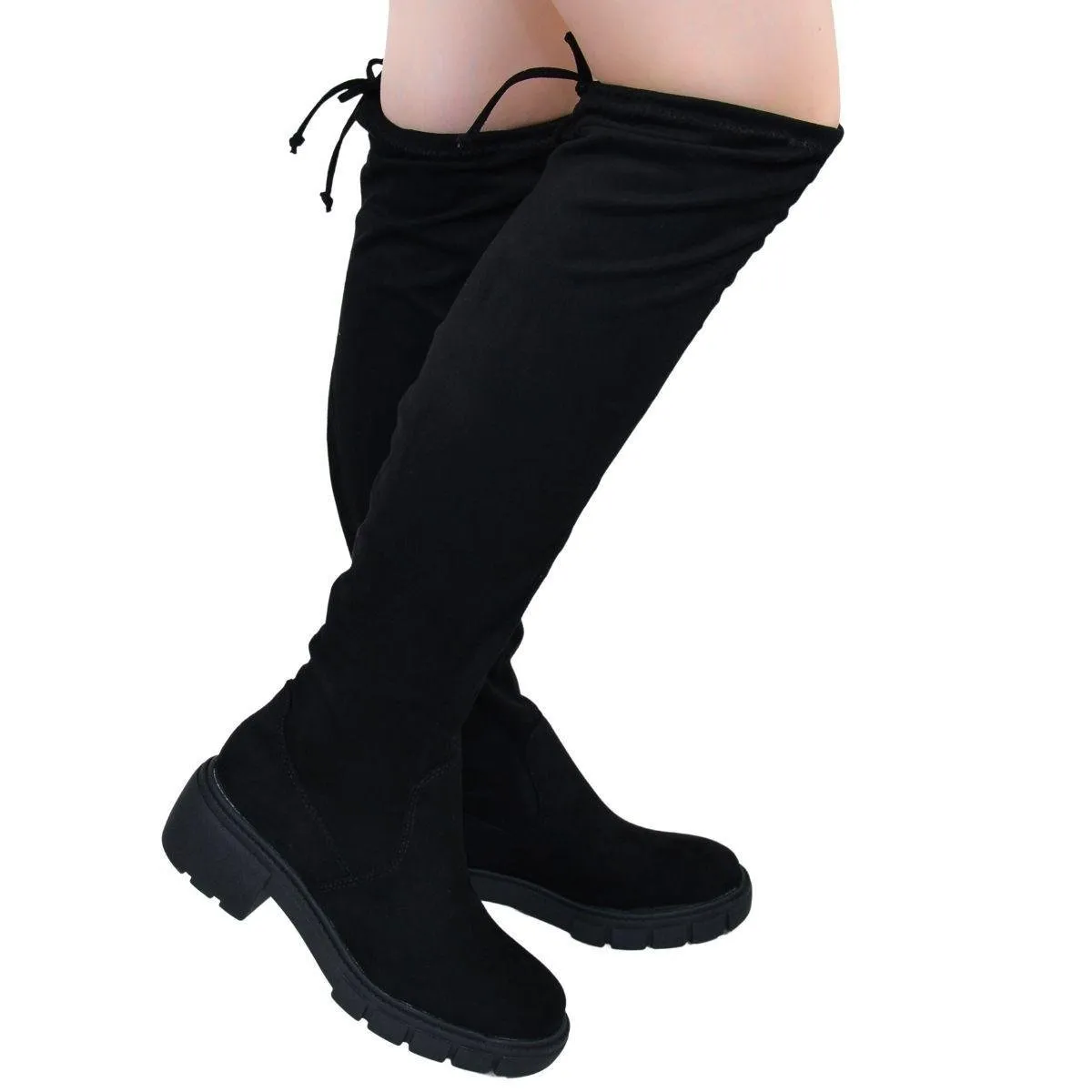 botas de cano longo com salto fino