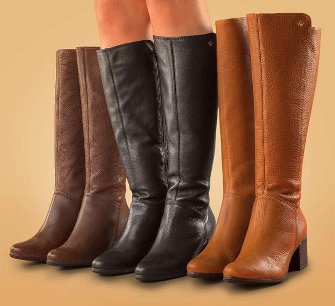 botas de cano longo com salto grosso