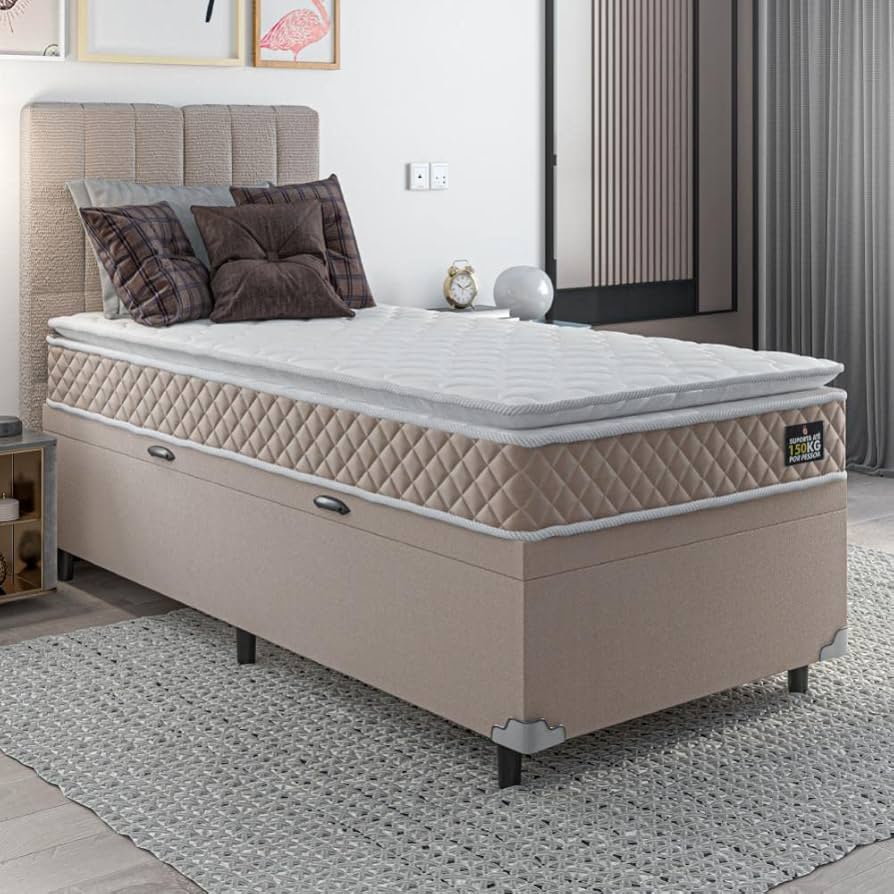 cama box solteiro pequena com baú