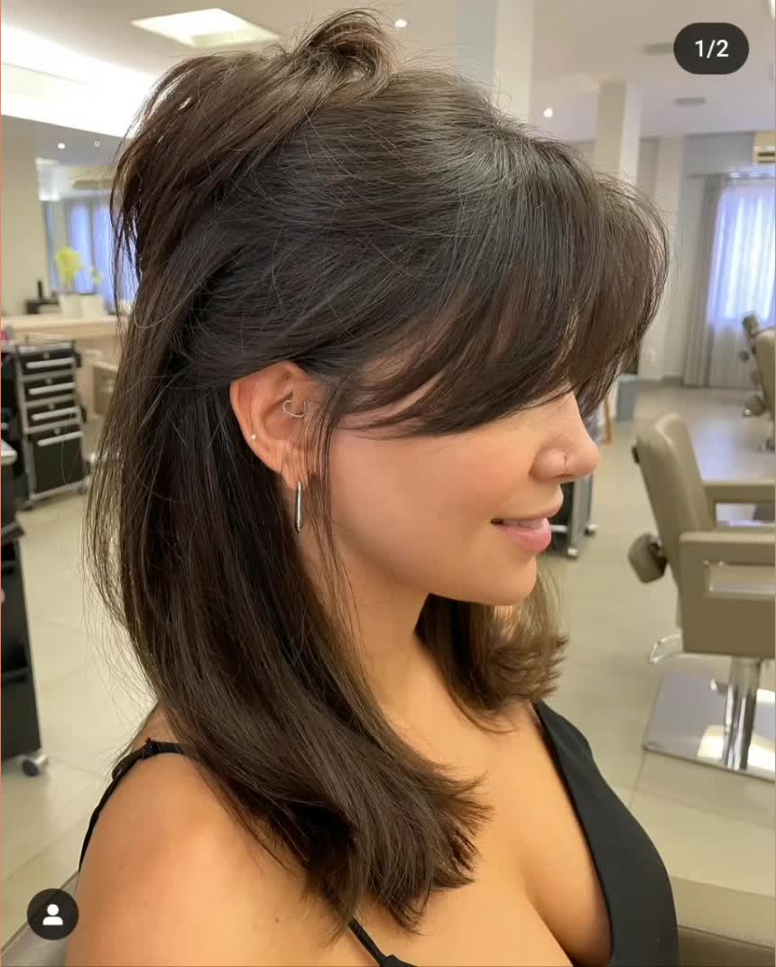 corte de cabelo médio com franja 2026