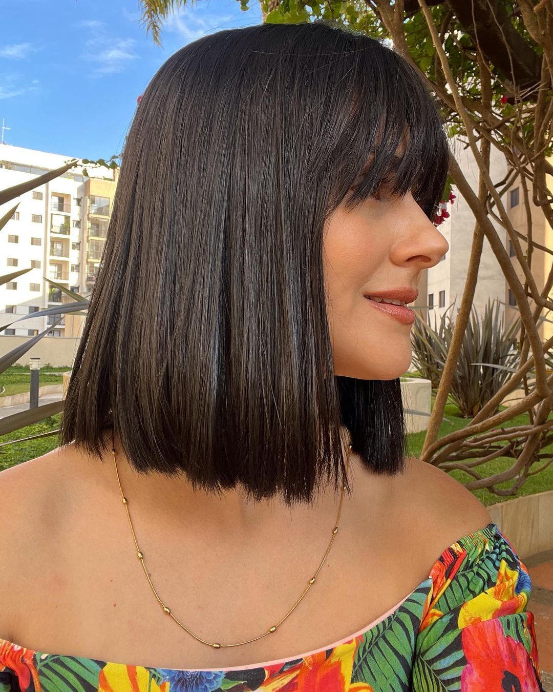 franja lateral cabelo médio