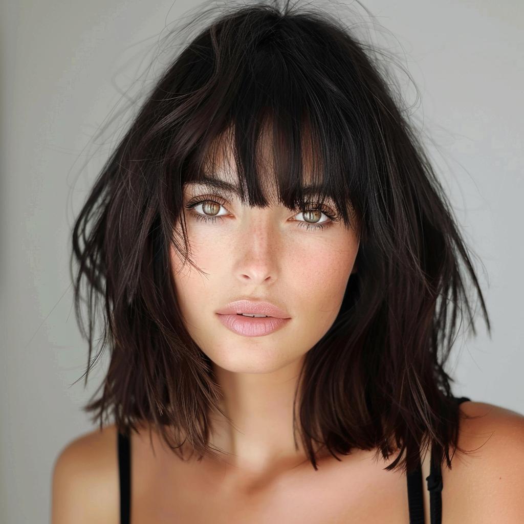 franja lateral cabelo médio