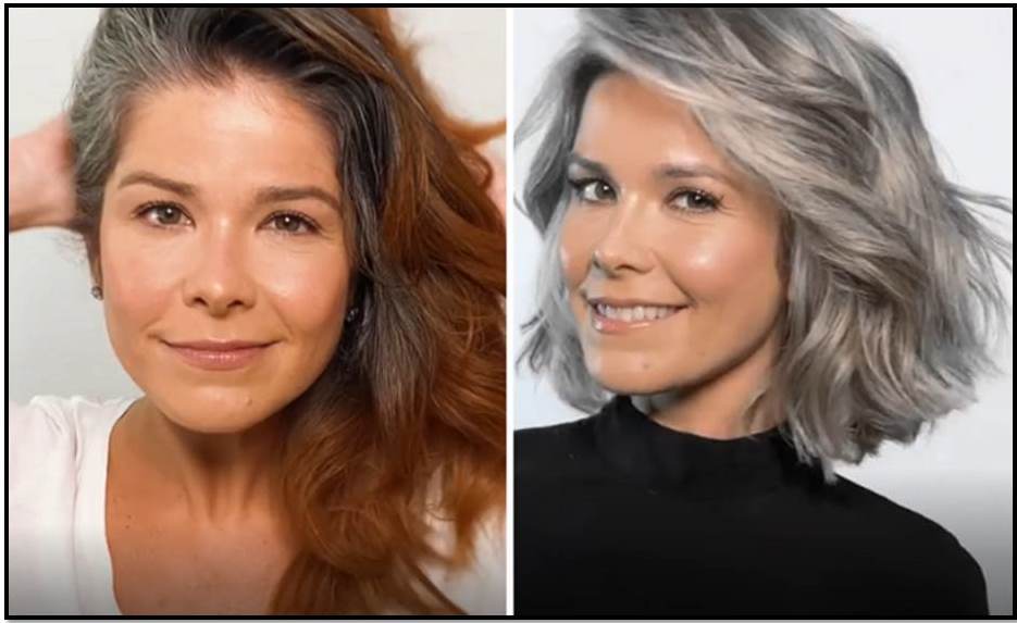 cabelo grisalho com mechas prateadas