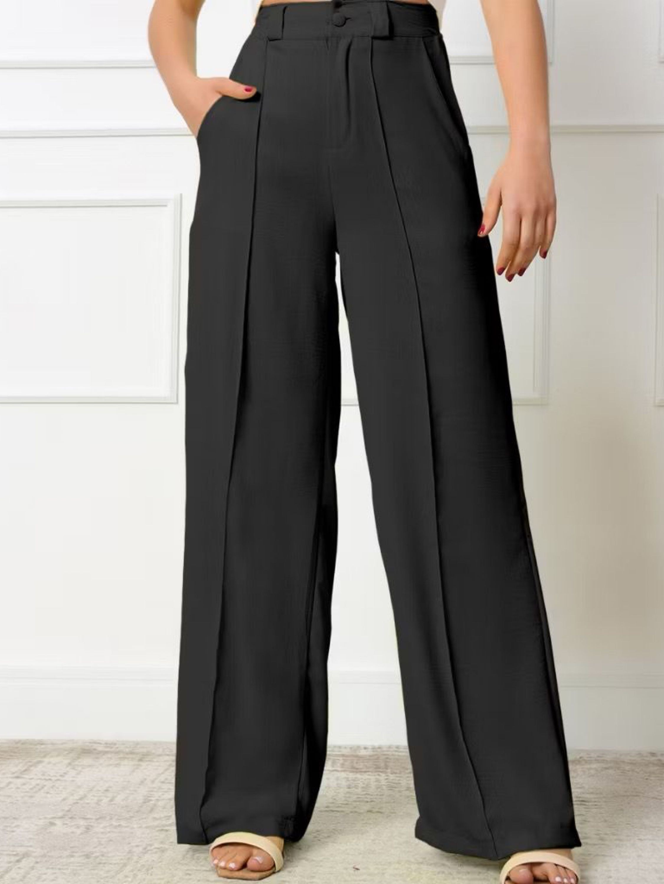 calça pantalona crepe