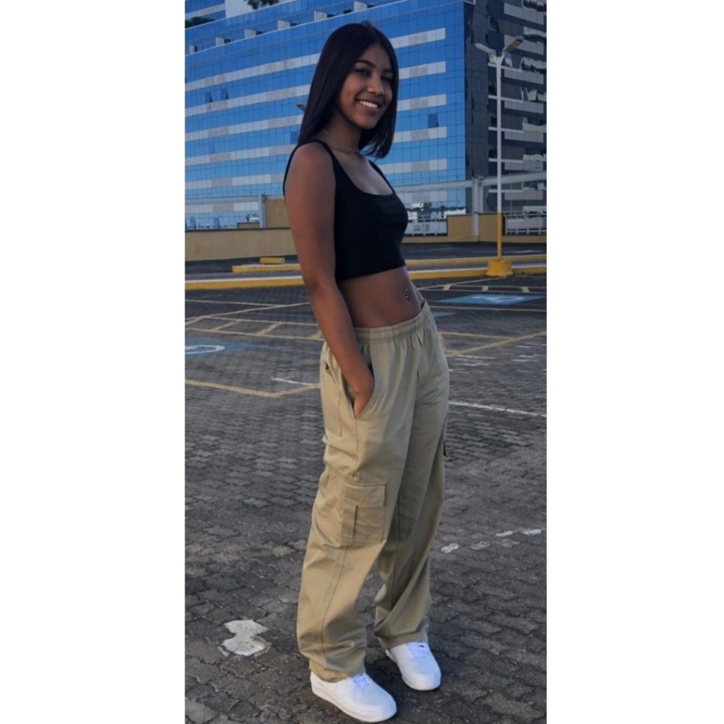 calça cargo jeans feminina
