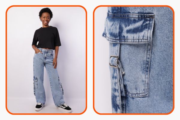 calça cargo juvenil feminina sarja