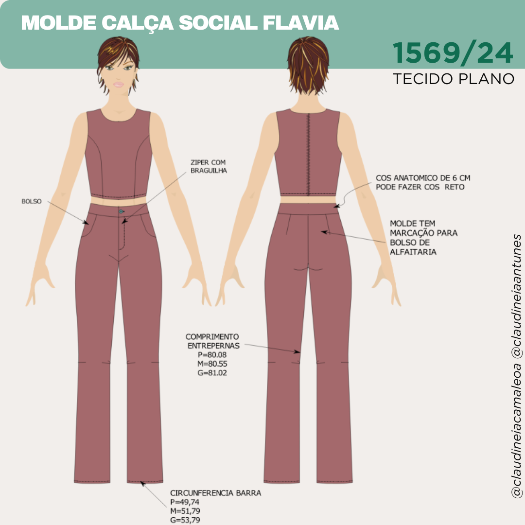 Calça jeans com costura frontal