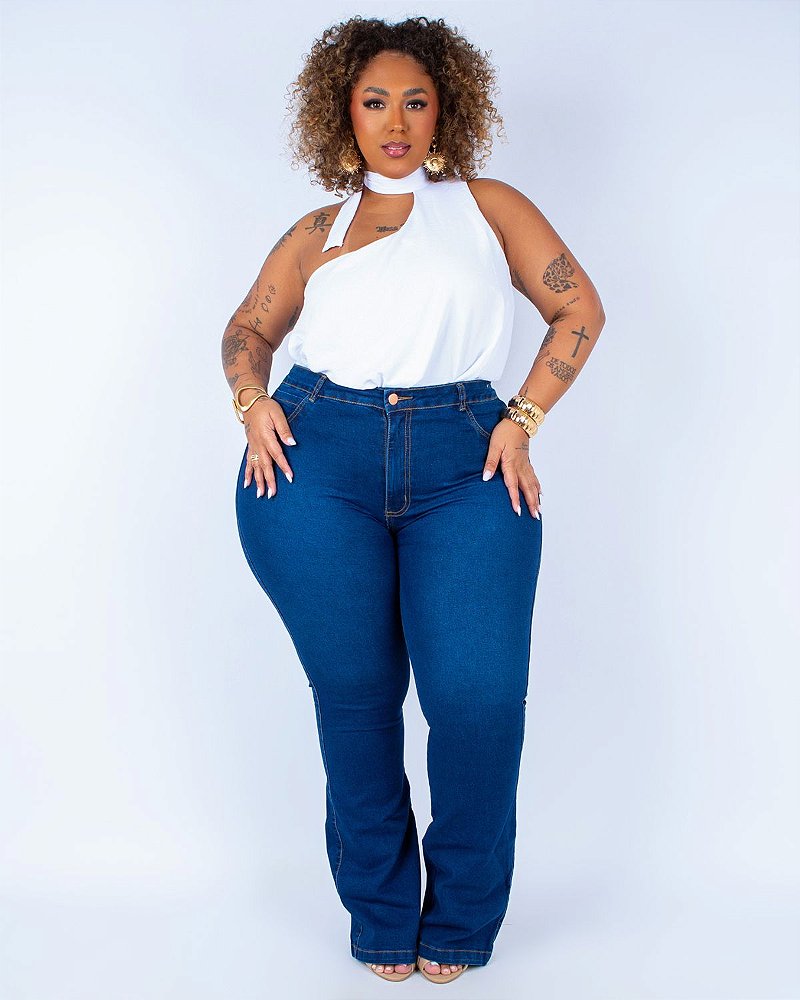 calça bootcut clara plus size
