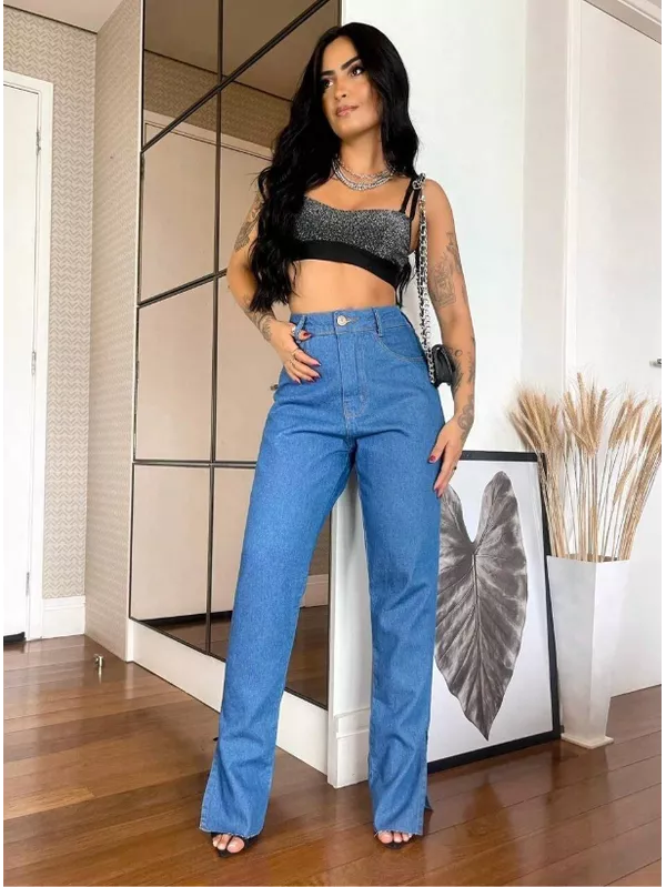 melhor calça jeans feminina reta 2026