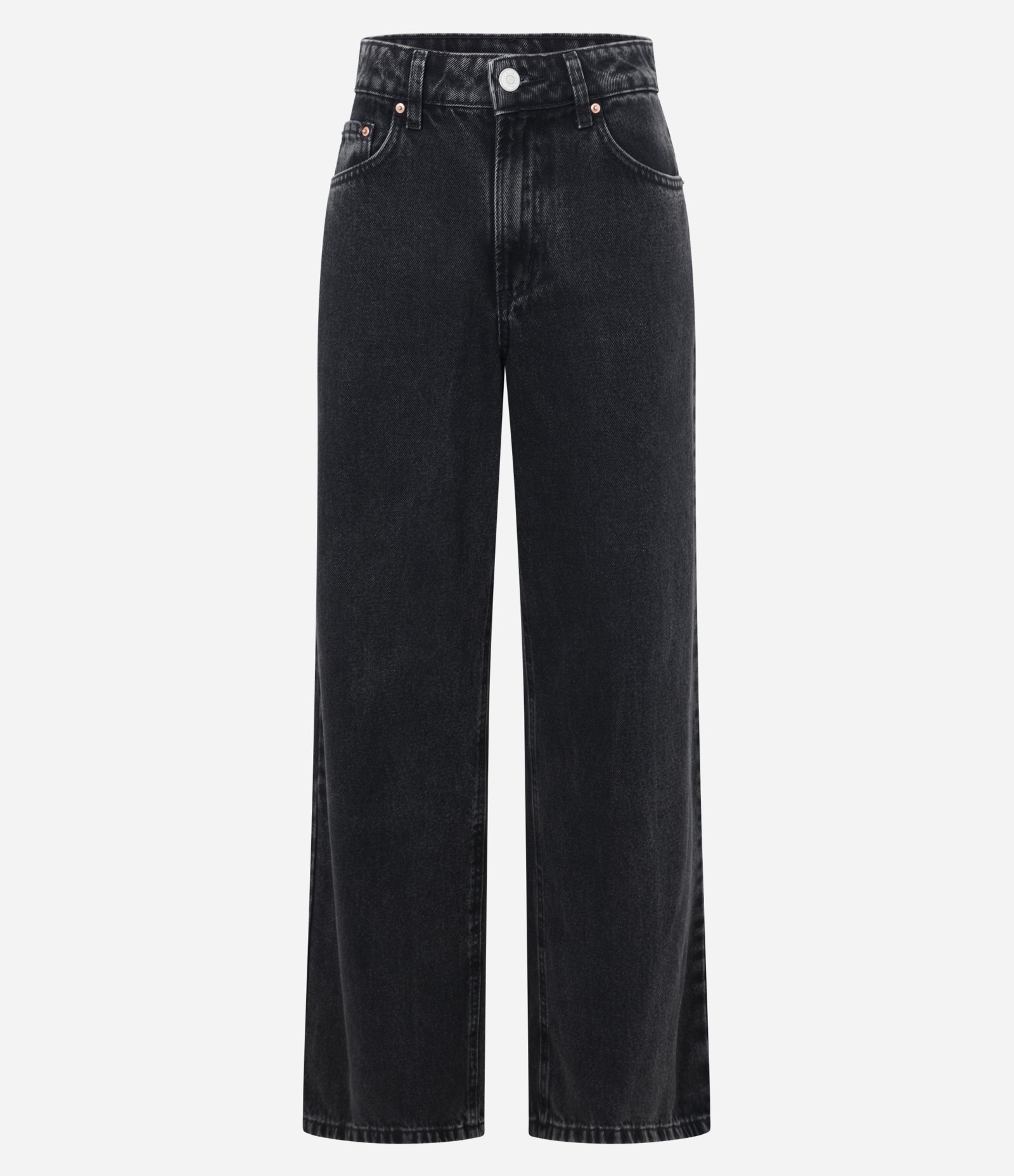 calça jeans wide leg lavagem escura
