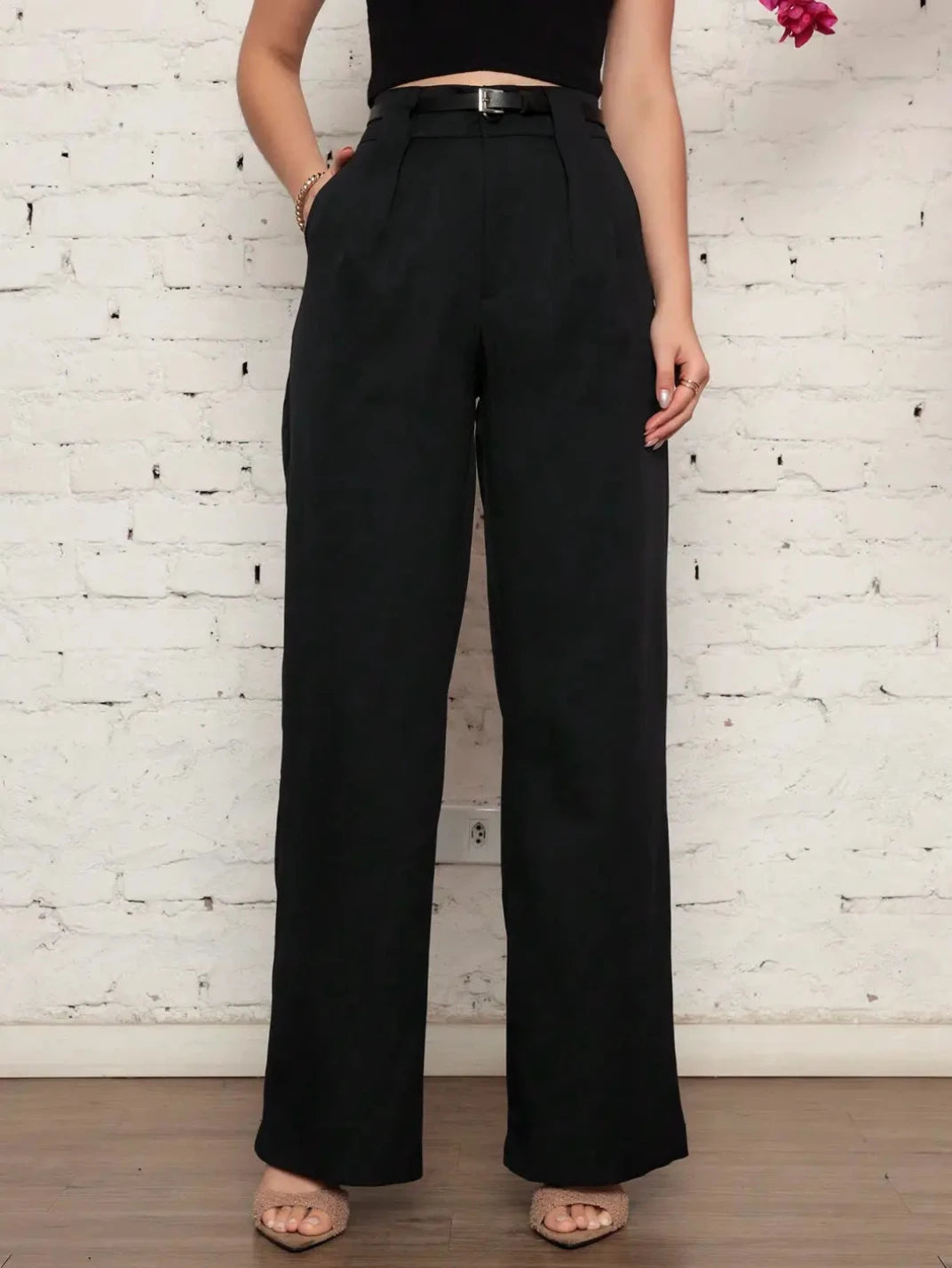 calça social feminina com bolso corte reto