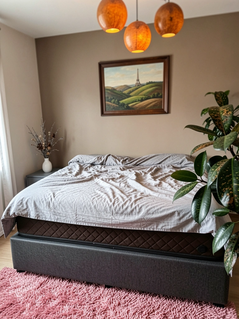 Selo de garantia e etiqueta com informações técnicas em uma cama box casal.