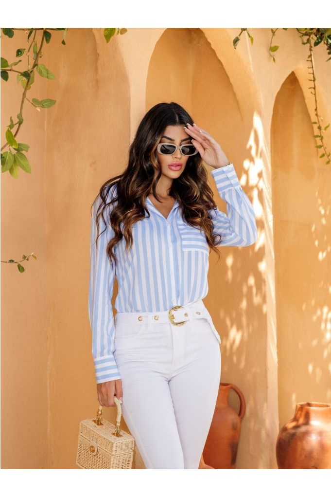 chemise listrada para trabalho