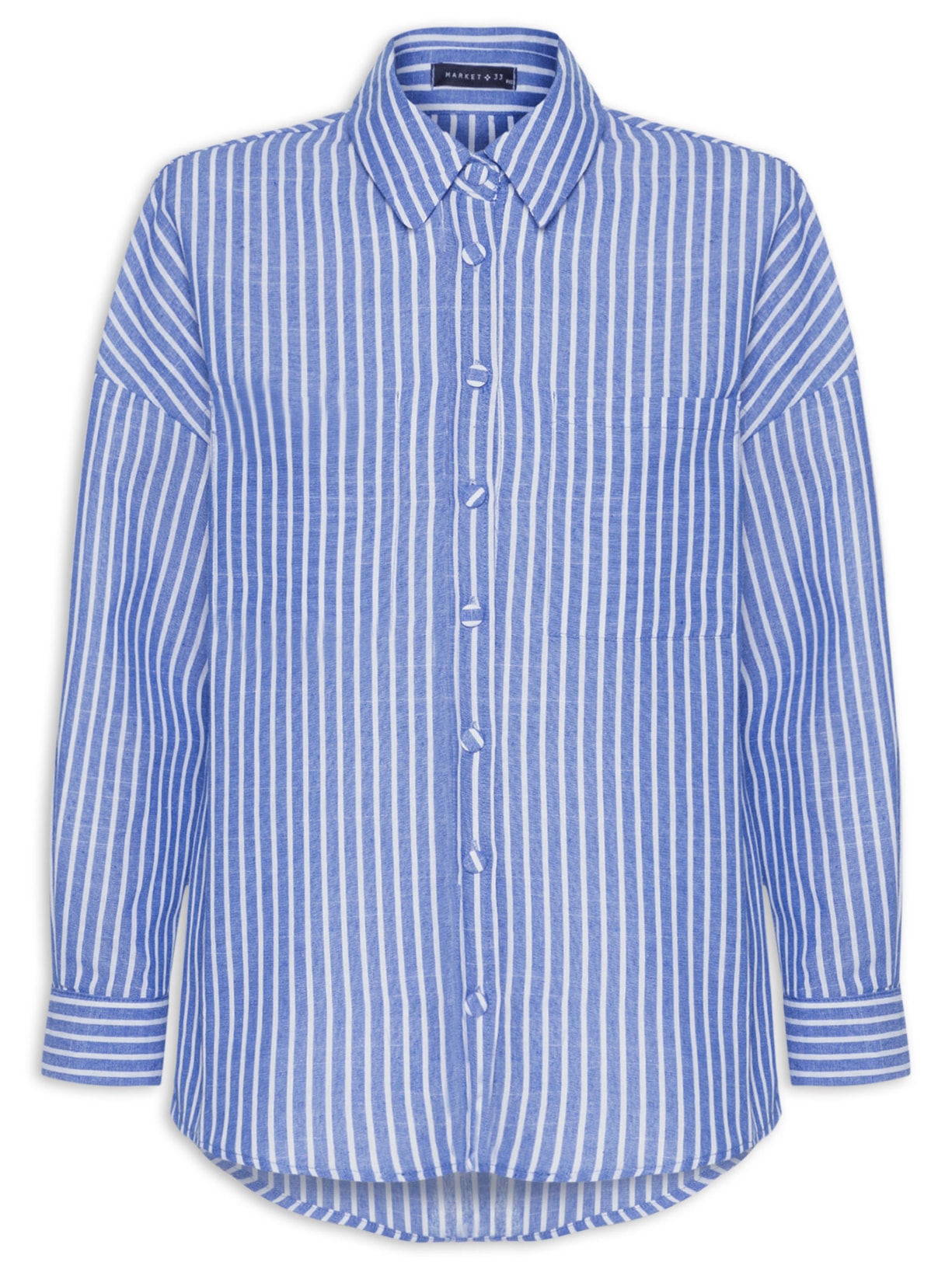 roupa feminina listrada azul e branca 2026