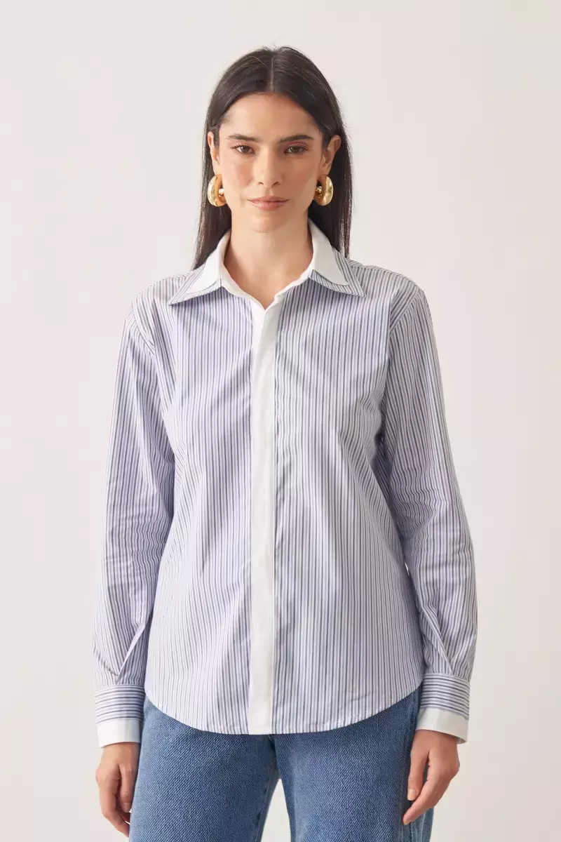 vestido chemise listrado feminino