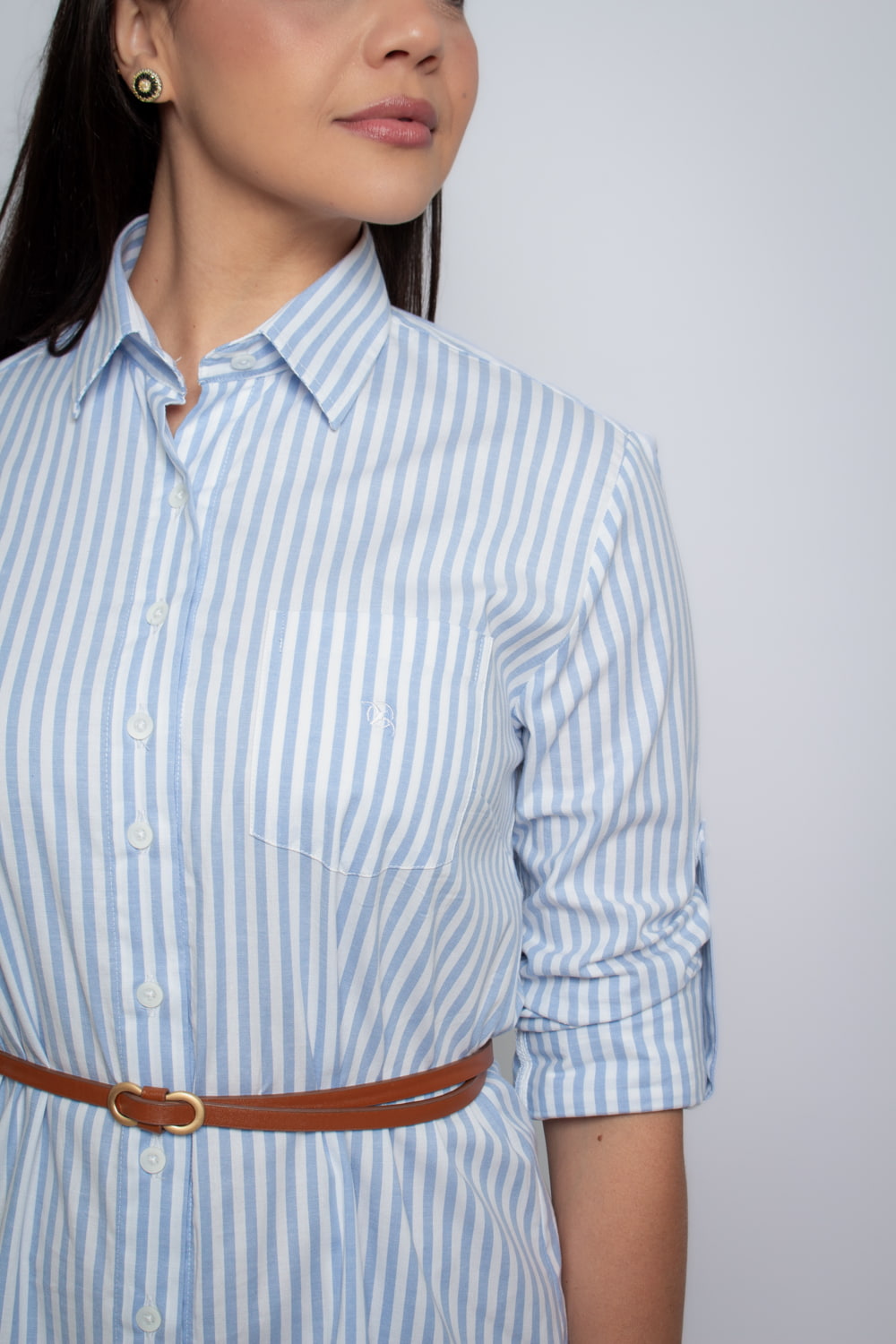 chemise listrada para trabalho