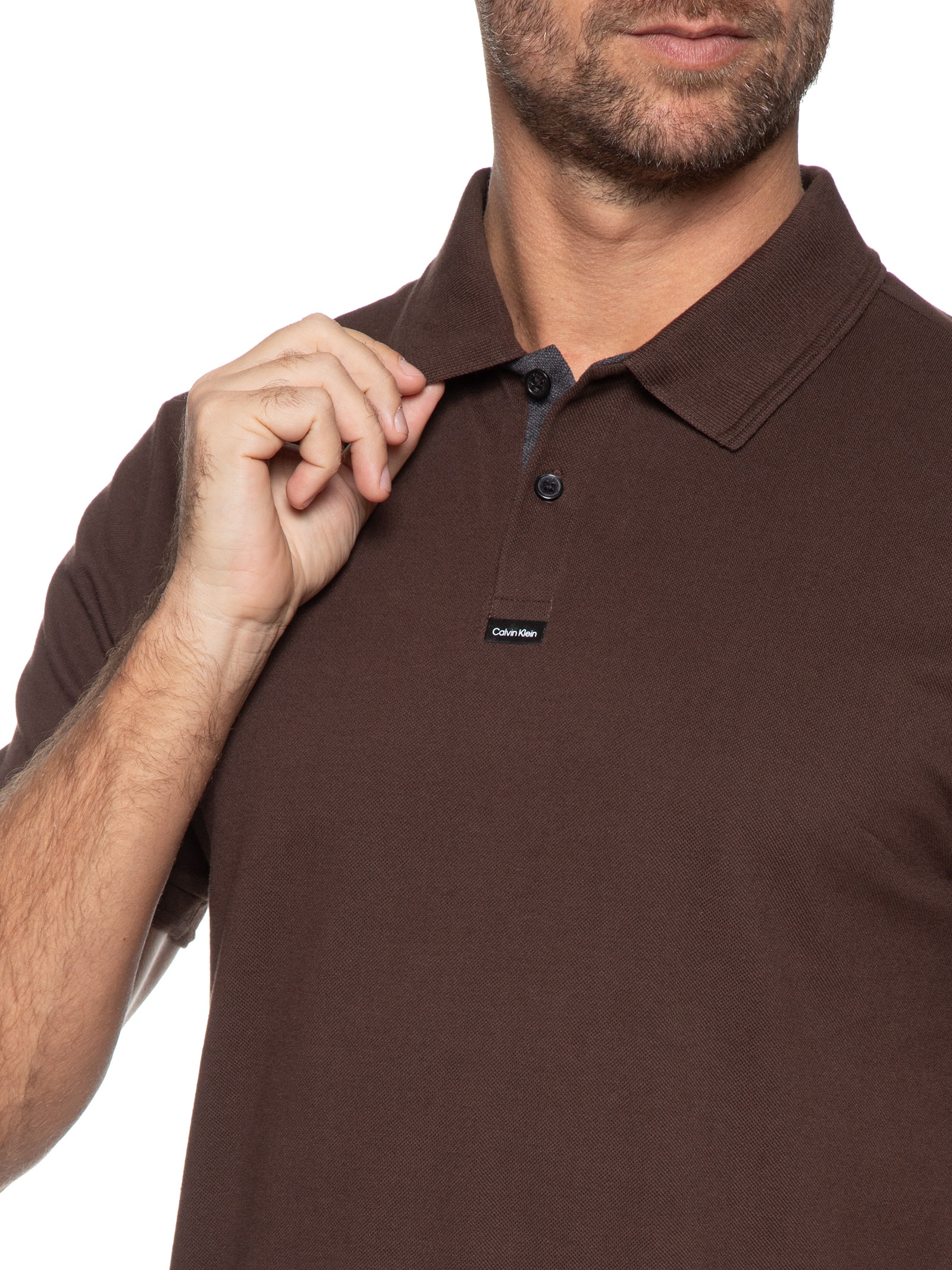 camisa polo calvin klein bege