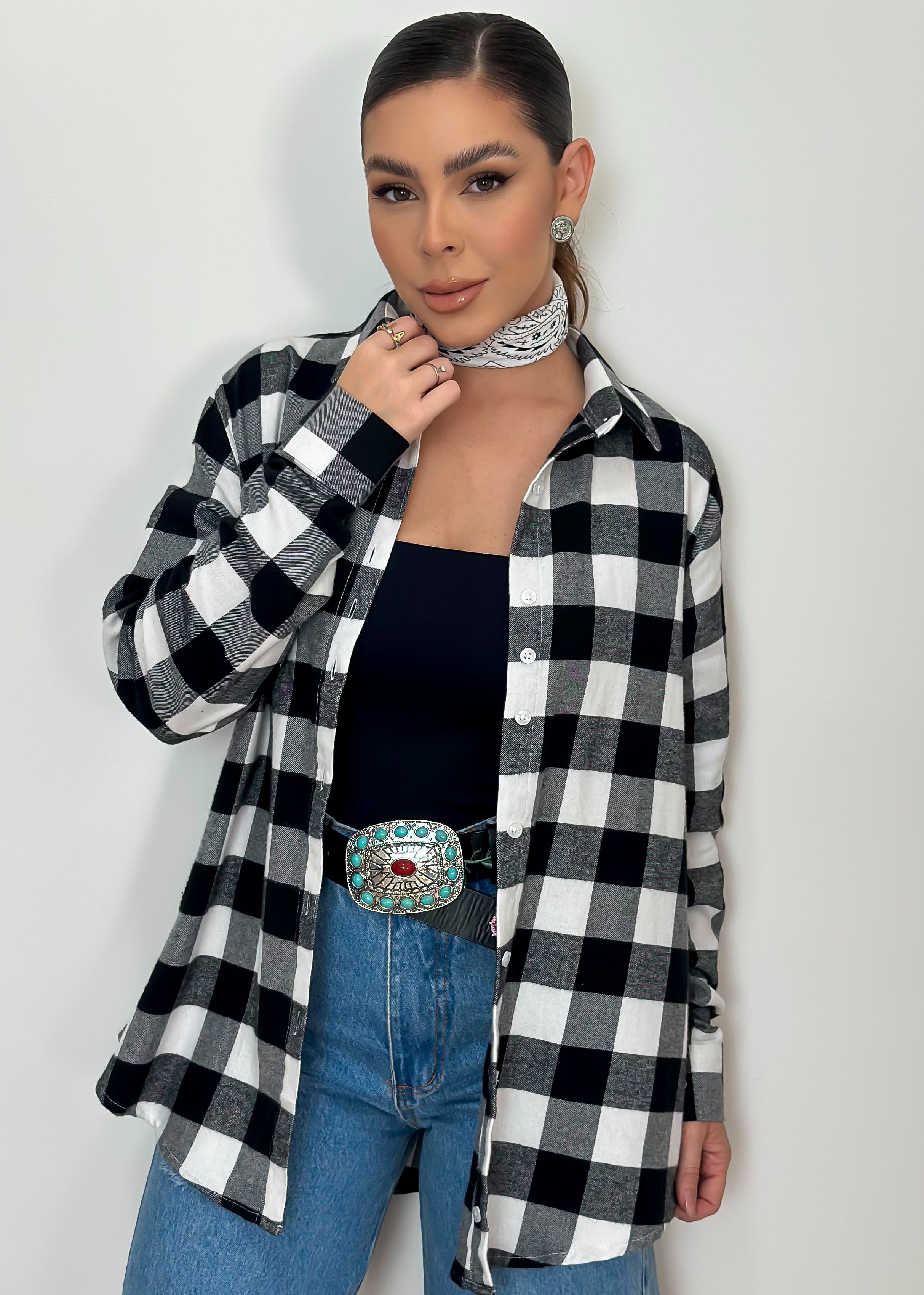 camisa xadrez feminina flanelada oversized