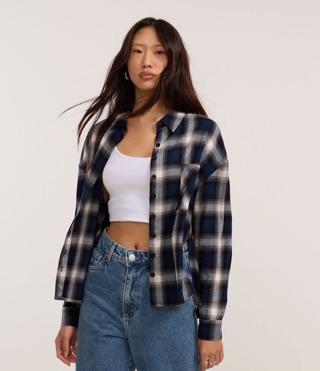 camisa xadrez feminina flanelada longa